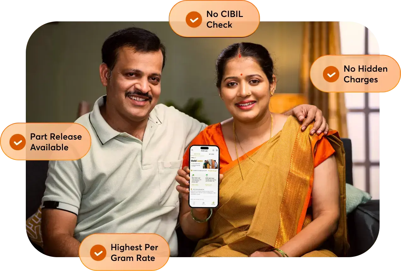 Gold loan hero image showing gold jewelry and loan process